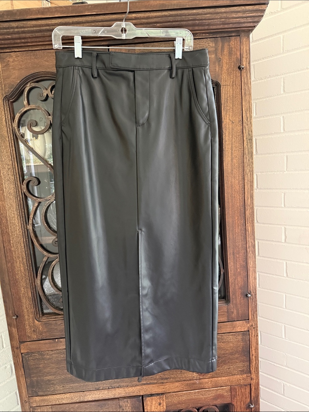 NWOT Loft Black Faux Leather Pencil Skirt